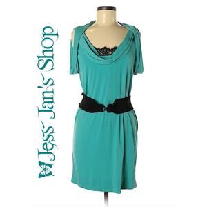 BCBG Generation Drape Fold Dress Turquoise Medium